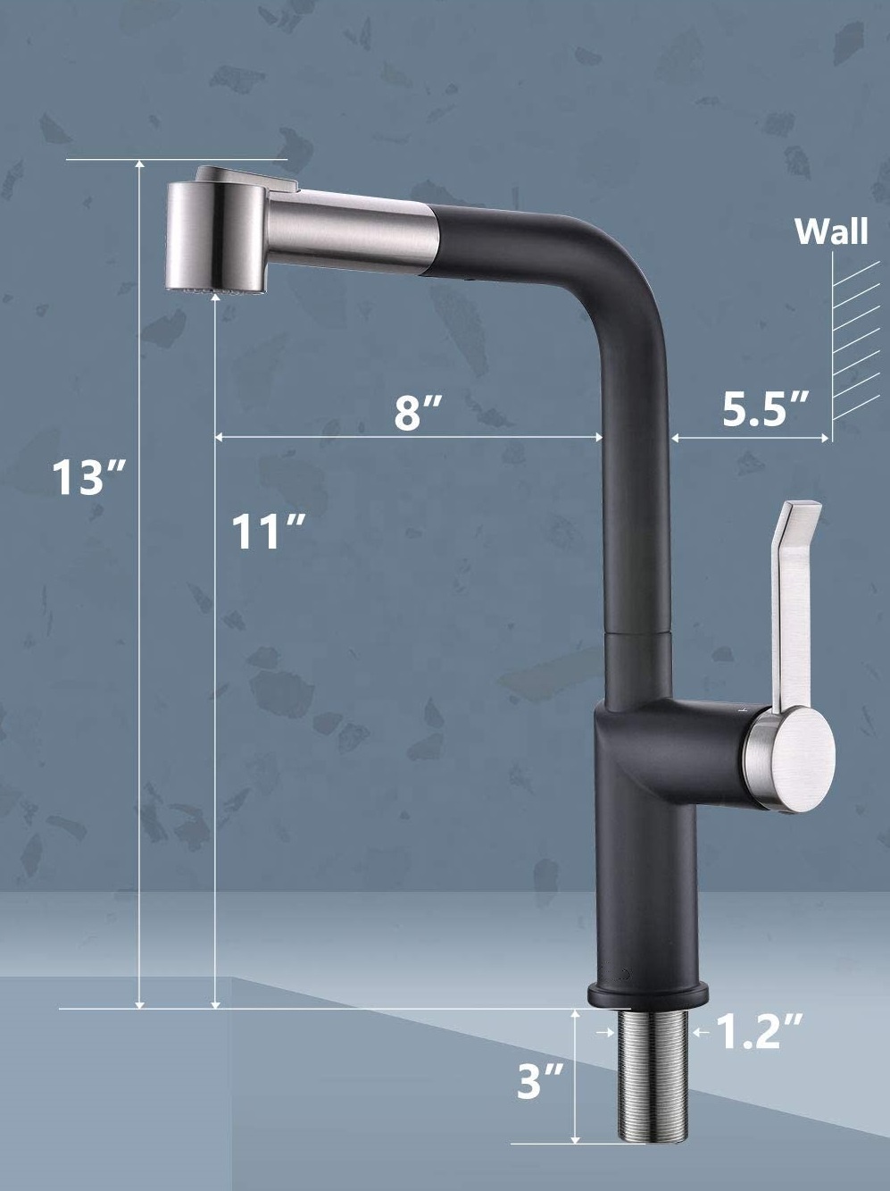 Nouveau design robinets noirs en acier robinet de cuisine extractible robinet de cuisine robinet d'évier