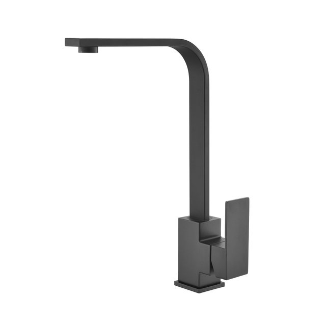 cUPC Robinet d'évier de cuisine en acier inoxydable noir mat 304 de forme carrée
