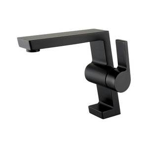 Mitigeur de lavabo à poignée unique au design unique, robinet de salle de bains noir mat 