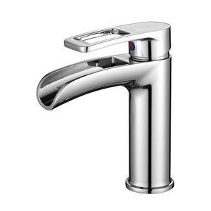 Robinet de lavabo cascade robinet de salle de bain monotrou rond en chrome