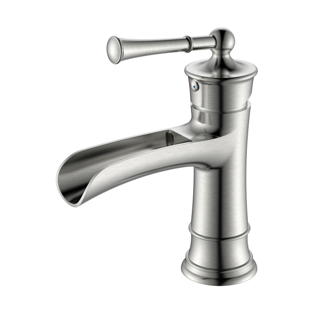 Robinet de salle de bain cascade Robinet de salle de bain à une poignée en nickel