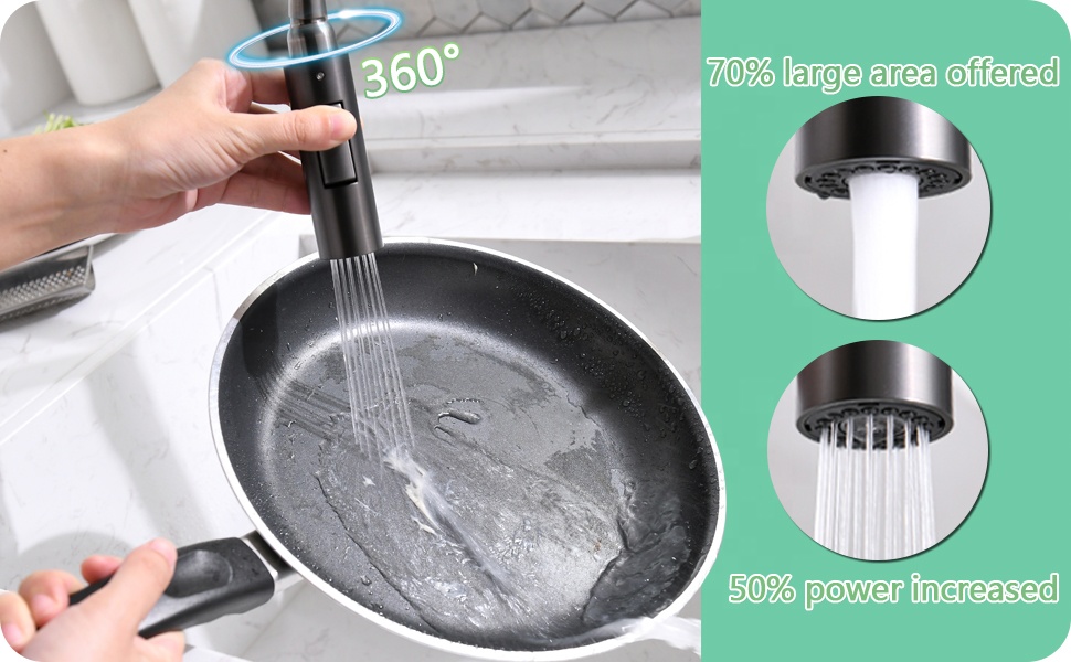 APS238-MB Robinet d'évier de cuisine Tuyau de robinet de cuisine flexible noir Sus304 Robinet de cuisine