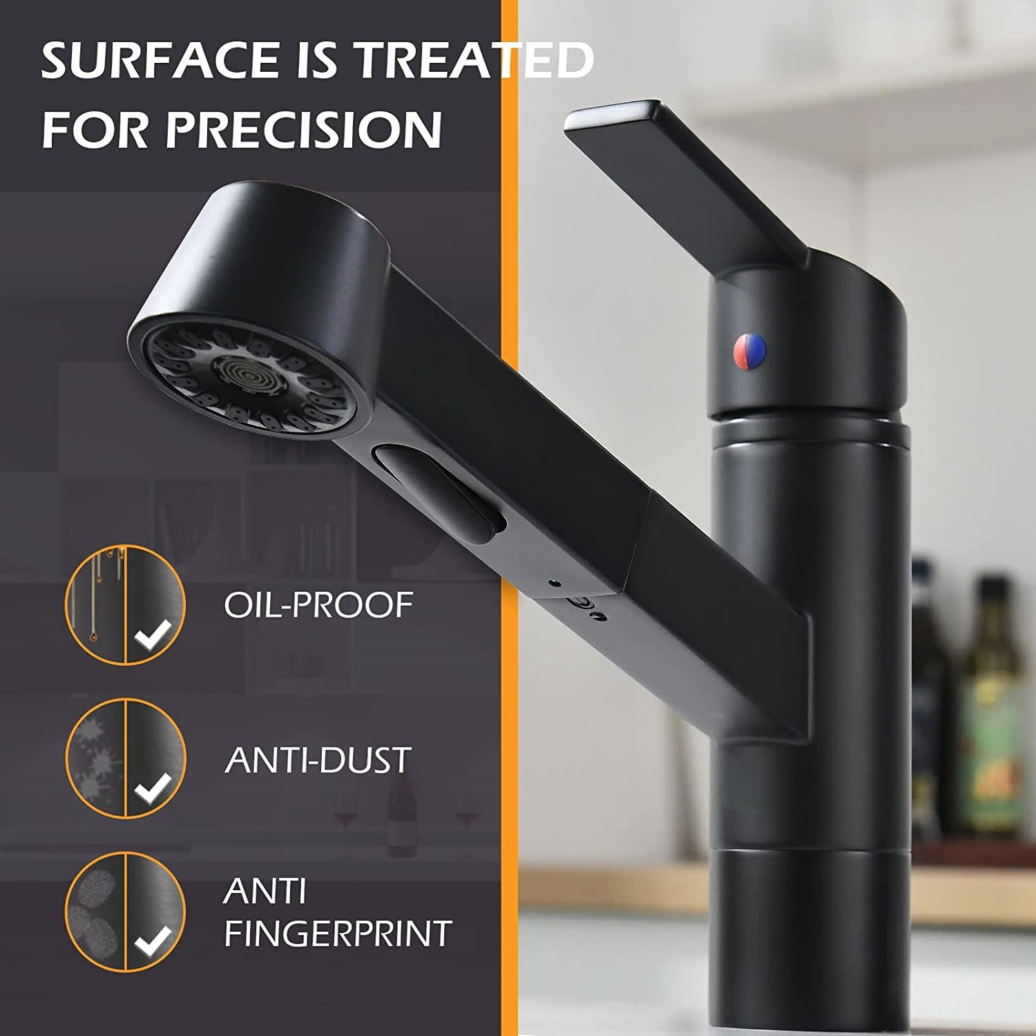 Robinet de cuisine noir avec pulvérisateur à tirette Robinets de cuisine modernes Robinet d'évier de cuisine noir