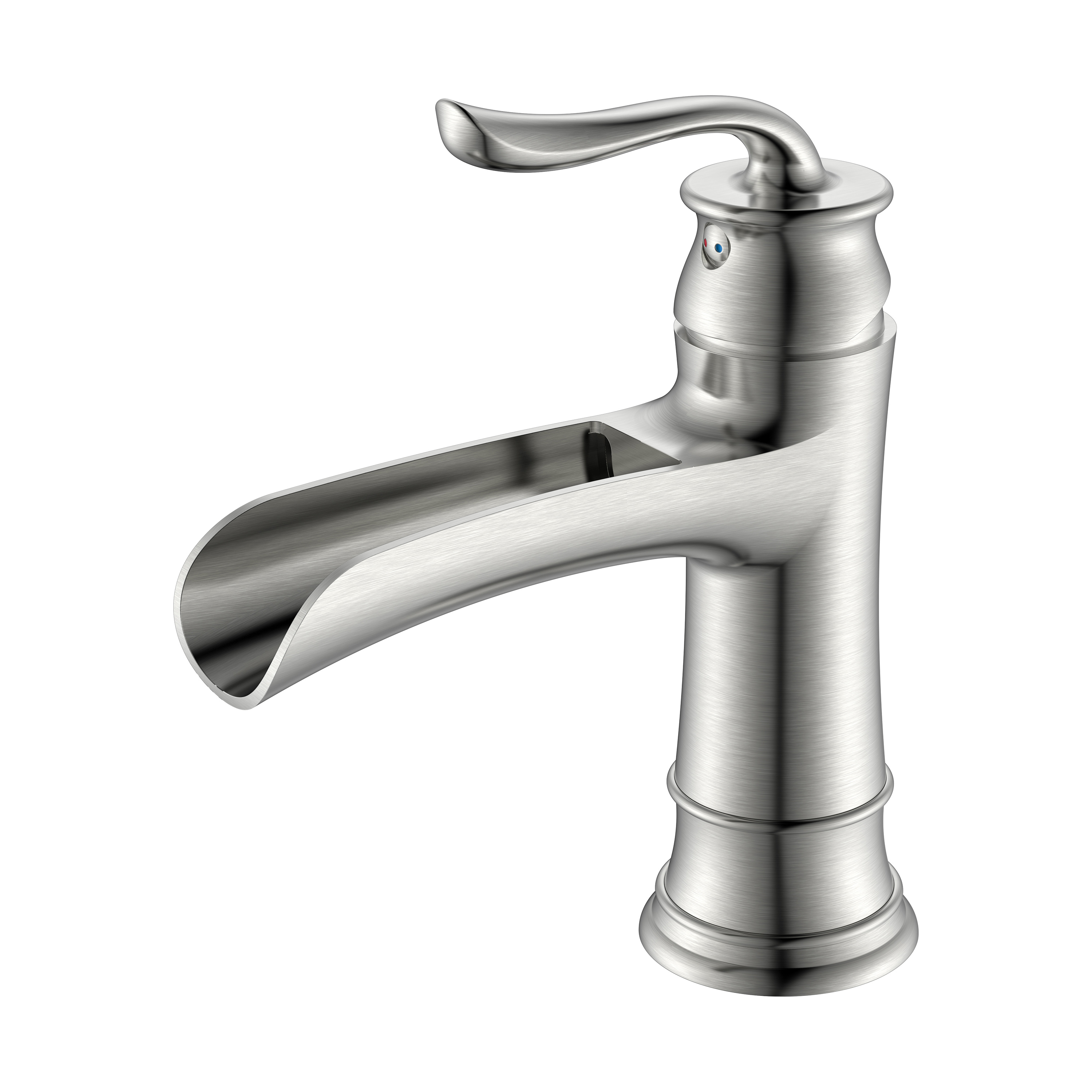 Robinet de salle de bain monotrou antique en nickel brossé