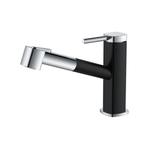 Robinets de cuisine modernes de conception de forme carrée noir + chrome