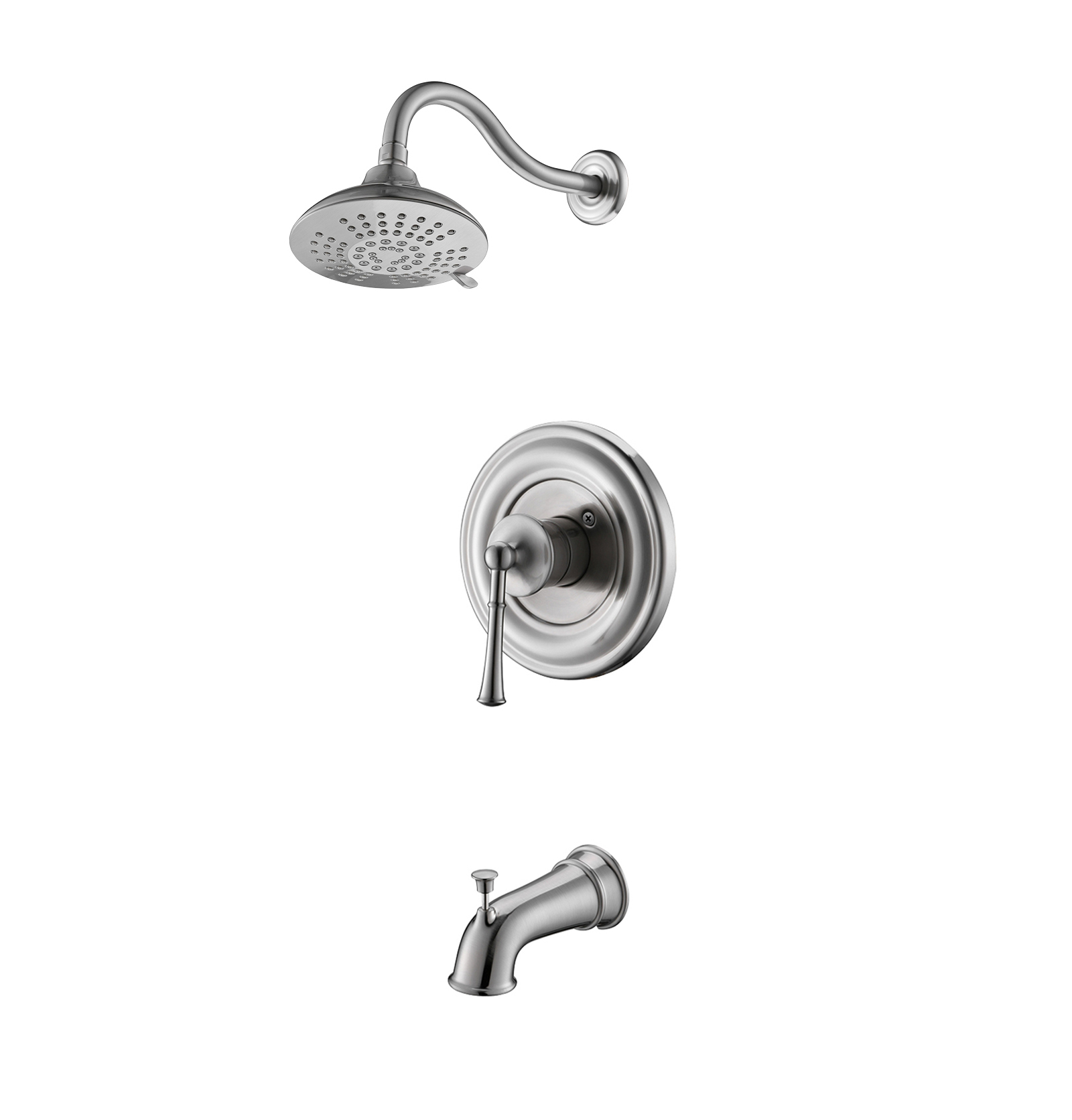 Ensemble de baignoire et de douche dissimulés pour salle de bain monotrou cUPC en nickel brossé