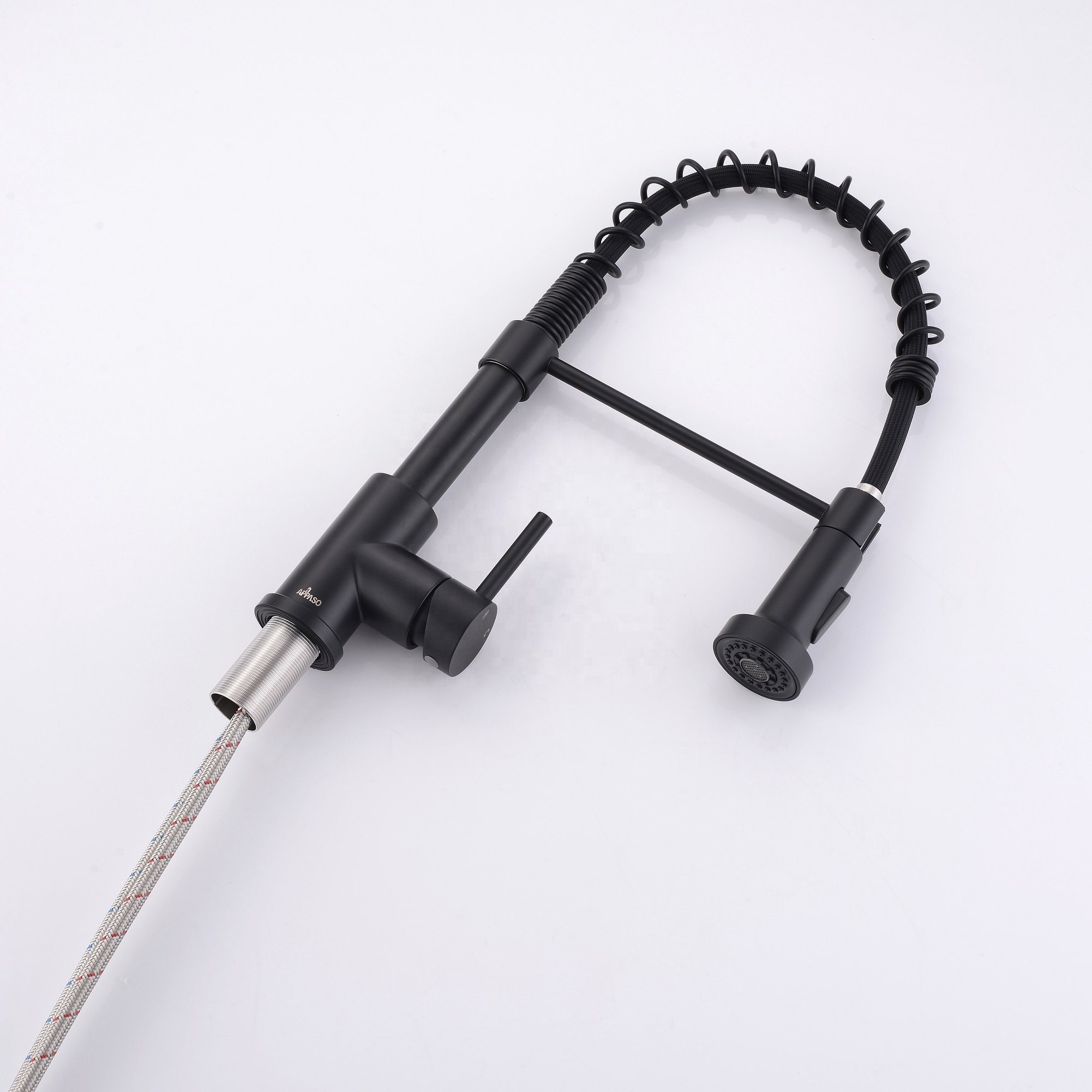 Robinets d'évier de cuisine contemporains mitigeur mitigeur d'eau flexible à ressort cuisine noire