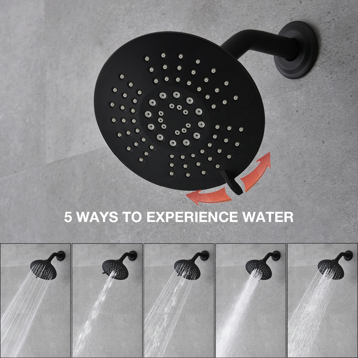 Fabriqué en Chine Robinet de douche noir Ensemble de robinet de douche de bain pluie chute dissimulé