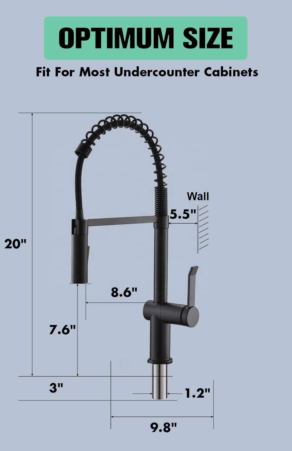 APS238-MB Robinet d'évier de cuisine Tuyau de robinet de cuisine flexible noir Sus304 Robinet de cuisine