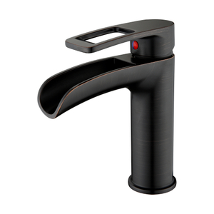 Robinet de salle de bain monotrou noir en laiton antique