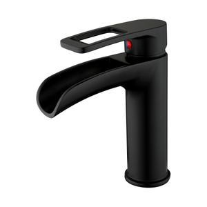 Robinet de lavabo cascade robinet de salle de bain monotrou rond noir mat