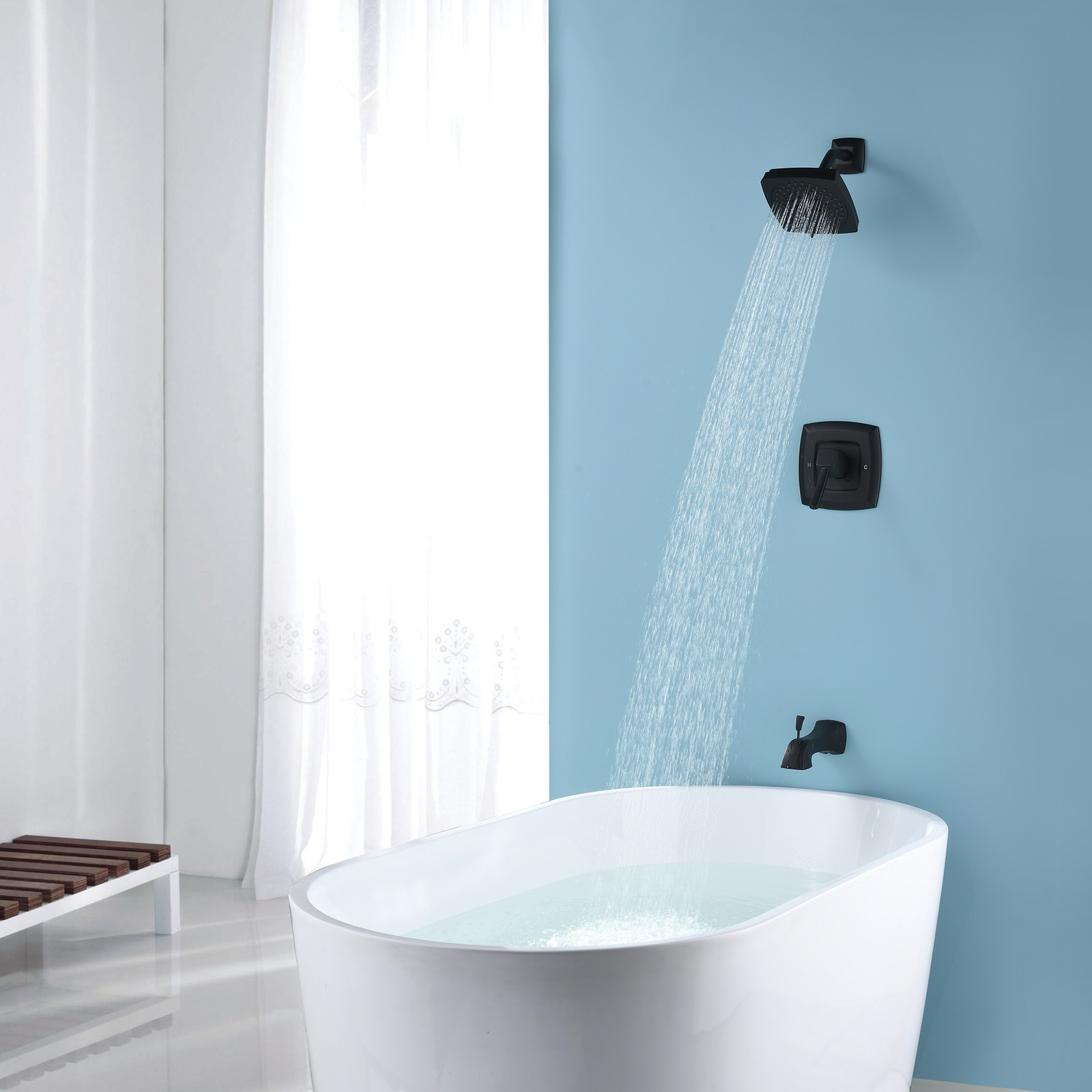 Robinets mitigeurs de douche noirs Upc robinet noir pièces de salle de bain robinet de douche ensemble robinet de douche carré
