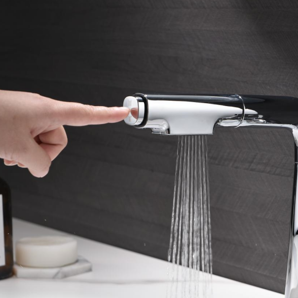 Robinet de lavabo rétractable à poignée unique avec affichage de la température Robinets de salle de bains en acier inoxydable noir